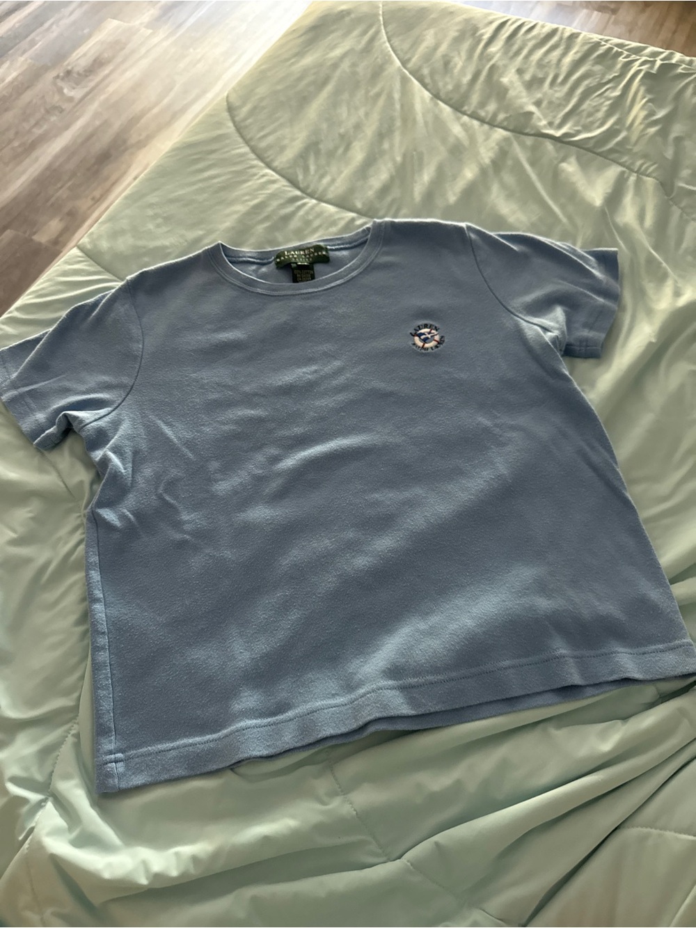 Lauren Ralph Lauren Sky Blue short sleeve embroidered shirt